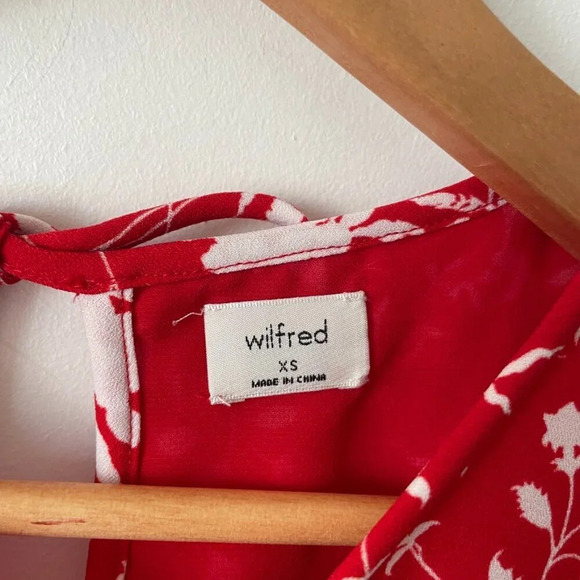 Aritzia Wilfred Fleurette Ruffle Romper Goji Berry White Red Size XS - Picture 7 of 8